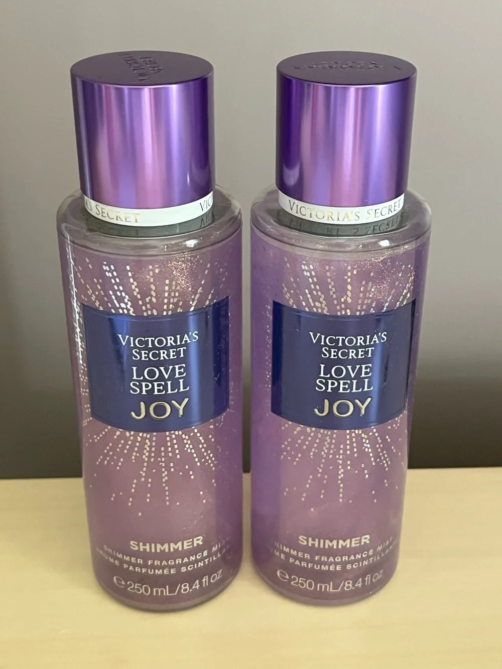 Two PINK Victoria’s Secret Love Spell Joy Shimmer Fragrance Body Mists